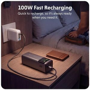 Hyperjuice HJ5501GL Power Bank - Grey - For Notebook, iPad Pro, MacBook Pro, iPhone, Mobile Workstation - 1 x Type-C 140W 