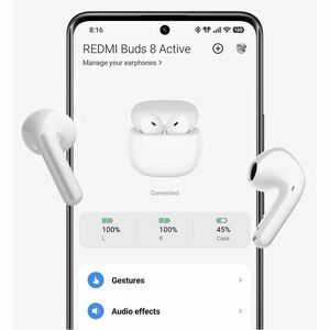Redmi Buds 8 Active M2537E1 True Wireless Earbud Stereo Earset - White - Binaural - In-ear - 1000 cm - Bluetooth - 32 Ohm 