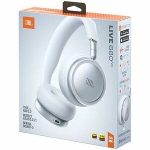 JBL Live 680NC Wired/Wireless Over-the-head, On-ear Stereo Headset - White - Binaural - Circumaural - Bluetooth - 32 Ohm -