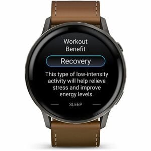 Garmin Venu 4 Smart Watch - Slate Case Color - Black, Brown Band Color - Stainless Steel, Metal Body Material - Fiber Rein
