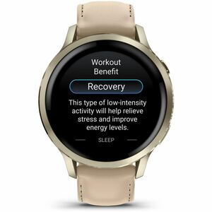Garmin Venu 4 Smart Watch - Lunar Gold Case Color - Bone, Light Sand Band Color - Stainless Steel, Metal Body Material - F