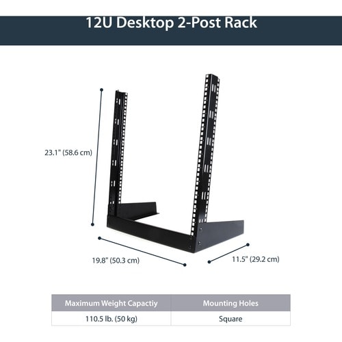 RACK ARMARIO BASTIDOR ABIERTO 12 U DEESCRITORIO 2 COLUMNAS0.5M
