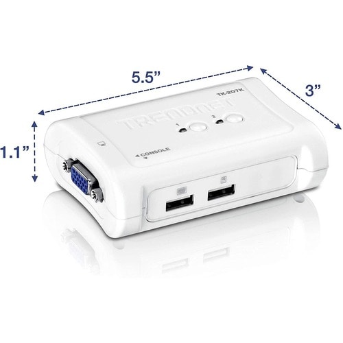TRENDnet TK-207K KVM Switchbox - 2 Computer(s) - VGA, SVGA - 2048 x 1536 - 2 x USB - 1 x VGA