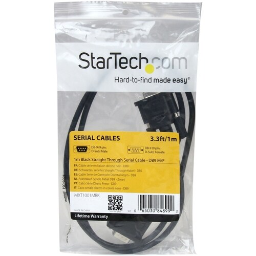 StarTech.com 1m Black Straight Through DB9 RS232 Serial Cable - M/F - Extend the connection between your DB9 serial device