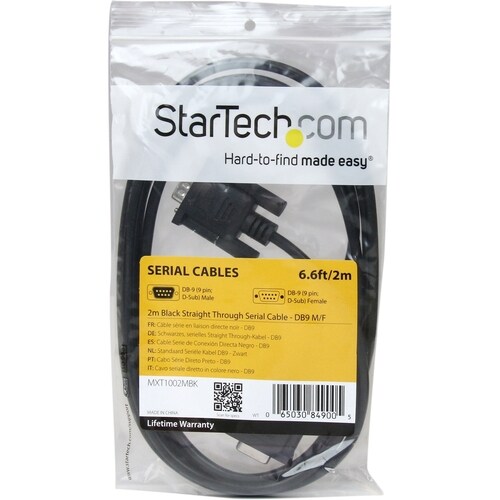 2M BLACK DB9 SERIAL CABLE M/F