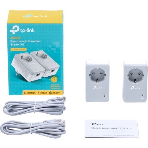 TP-Link TL-PA4010PKIT Powerline Network Adapter - 2 - 1 x Network (RJ-45) - 500 Mbit/s Powerline - 300 m Distance Supporte