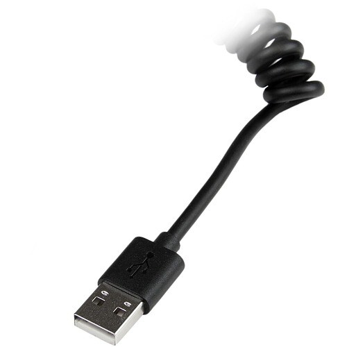 StarTech.com 0.3m (1ft) Coiled Black Apple 8-pin Lightning Connector to USB Cable for iPhone / iPod / iPad - Cable for iPh