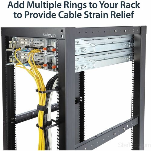 StarTech.com 1U Vertical Server Rack Cable Management D-Ring Hook - 2.2x3.9in (5.7x10cm) Rack Cable Organizer - Rackmount 