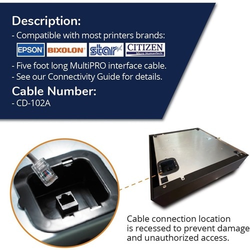 apg MultiPRO 1,52 m RJ-12/RJ-45 Datentransferkabel - 1 - Cable for Drucker, Kassenlade, POS Terminal - Schwarz