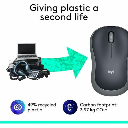 Mouse Logitech M185 - Radiofrecuencia - USB - Óptico - 3 Botón(es) - Plata - 1 Solamente - Inalámbrico - 10m - 2.40GHz - 1