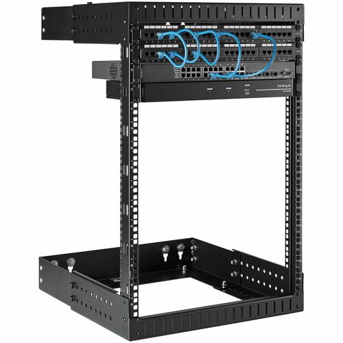 StarTech.com 2-Pfosten 15HE Heavy-Duty Wandmontage Netzwerk-Rack, 19" Open Frame Server Rack mit Einstellbarer Tiefe, Wand