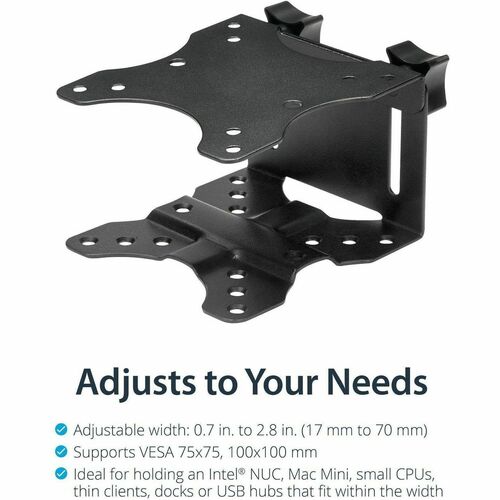 StarTech.com Thin Client Mount - Mini PC VESA Mount - Adjustable .7 to 2.8" - Under Desk Computer Mount - Mac Mini Monitor
