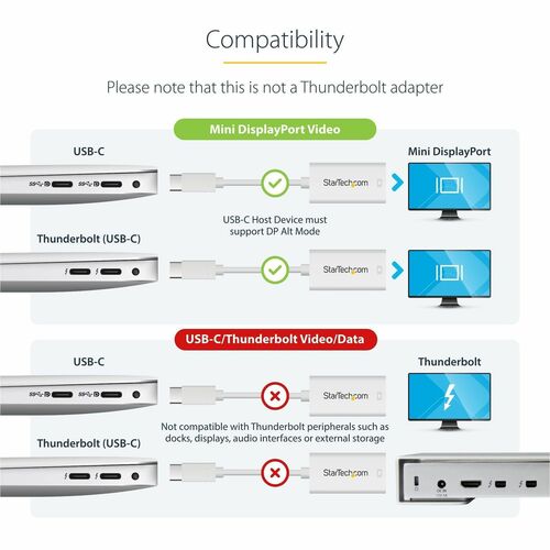 StarTech.com - USB-C to Mini DisplayPort Adapter - 4K 60Hz - White - USB Type-C to Mini DP Adapter - Thunderbolt 3 Compati