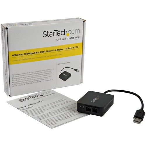 USB 2.0 auf LWL Konverter - 100BaseFX SC - USB 2.0 auf Ethernet Netzwerk Adapter - 2 Km MM - Windows / Mac / Linux - 1 Ans