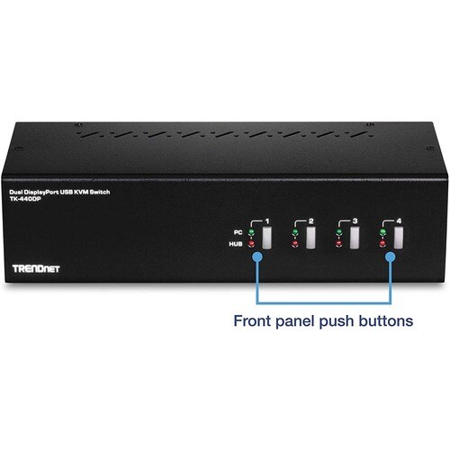 TRENDnet TK-440DP KVM Switchbox - TAA Compliant - 4 Computer(s) - 1 Local User(s) - 3840 x 2160 - 4 - 8 x USB - 10 x Displ