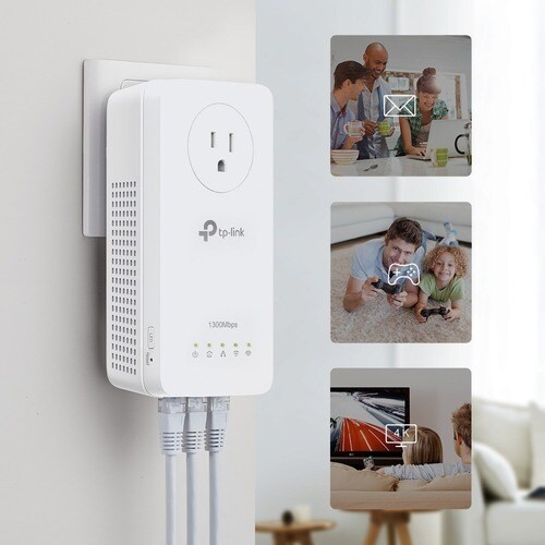 TP-Link TL-WPA8631P KIT Powerline Network Adapter - 1 - 3 x Network (RJ-45) - 1300 Mbit/s Powerline - 300 m Distance Suppo