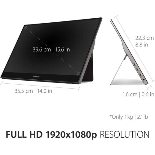 ViewSonic TD1655 16 Zoll Klasse LCD-Touchscreen-Monitor - 16:9 Format - 6,50 ms Reaktionszeit - 39,6 cm (15,6 Zoll) Viewab