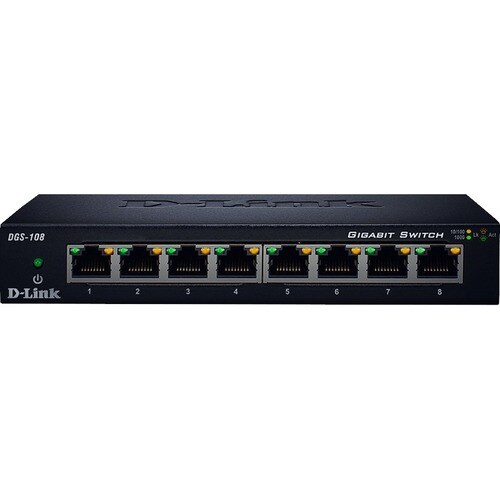 D-Link DGS-108 8 Anschlüsse Ethernet-Switch - 2 Unterstützte Netzwerkschicht - 4,62 W Stromverbrauch - Verdrilltes Doppelk