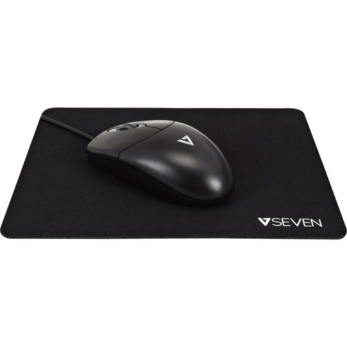 Tapis de souris V7 MP02BLK - 1,5 mm x 180 mm - Noir - Caoutchouc Naturel - Antidérapante, Résistant aux odeurs, Anti tâche