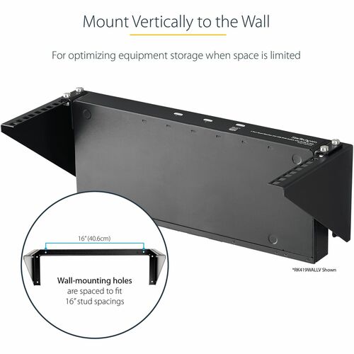 StarTech.com 5U Vertical Wall Mount Rack, 19"" Wall Mounting Bracket, Open Low Profile Network/Server Room/Data/AV/IT/Patc