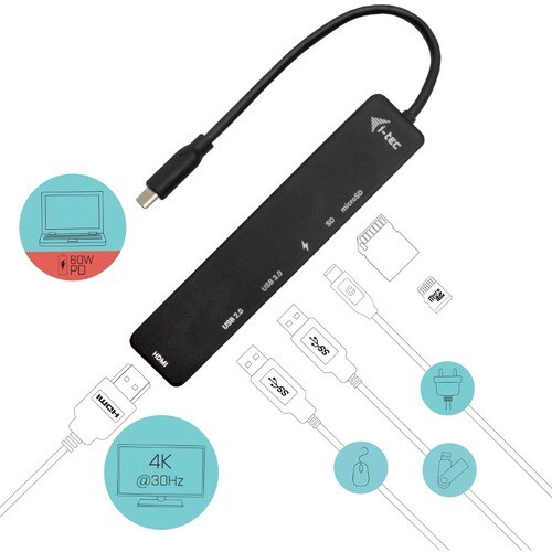 Docking station i-tec USB Tipo C per Monitor, Computer portatile - 60 W - 4K - 3840 x 2160 - 1 x USB 2.0 - 1 x USB 3.0 - U