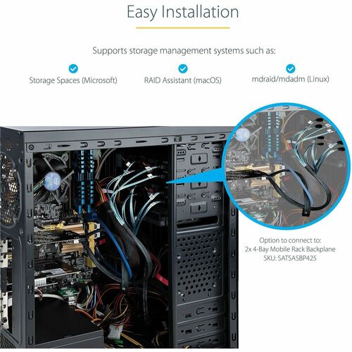 StarTech.com SATA Controller - Serial ATA/600 - PCI Express 2.0 x4 - Plug-in Card - 2 SFF-8087 (36 Pin, Internal Mini-SAS)