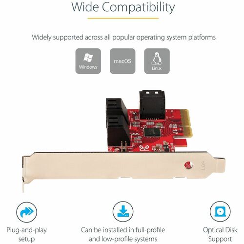 StarTech.com PCIe SATA Controller Karte, 6 Port SATA 3 Erweiterungskarte, 6Gbit/s, Voll-/Low-Profile Blende, Festplatten K