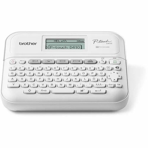 Brother PT-D410 Electronic Label Maker - Thermal Transfer - 180 dpi - Tape - 3.50 mm, 6 mm, 9 mm, 12 mm, 18 mm - LCD Scree