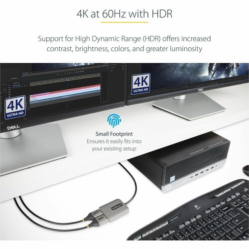 StarTech.com Signalverteiler - Plastik - 3840 × 2160 - DisplayPort - USB