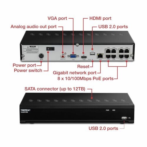 TRENDnet 8 Channel Wired Video Surveillance Station - Network Video Recorder - HDMI - 4K Recording