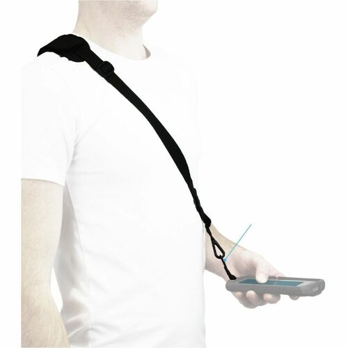 MOBILIS Einstellbar Schultergurt - 1 Stück - Ring Aufsatz - 25 mm Breite x 1,7 m Länge - Schwarz - Polyester