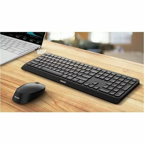 Philips Keyboard & Mouse - Wireless Bluetooth 5.0 2.40 GHz Keyboard - 110 Key - Keyboard/Keypad Color: Black - Wireless Bl