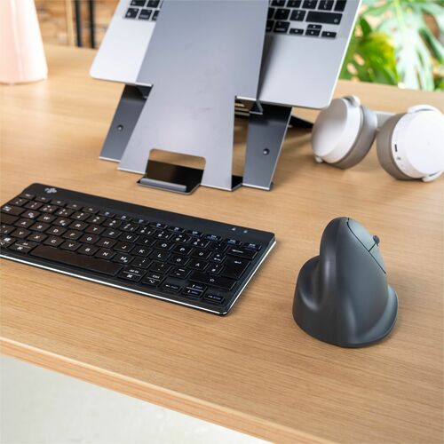 R-Go Basic Vertical Mouse Mouse - Bluetooth/Radio Frequency - USB Type C - Optical - 3 Button(s) - Grey - PC, Mac - Wirele