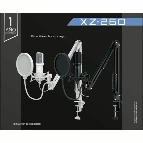 Micrófono para Audio profesional, Streaming en vivo, Grabación, Studio XZEAL XZ-260 - Cableado - Condensador - Negro - 1.8