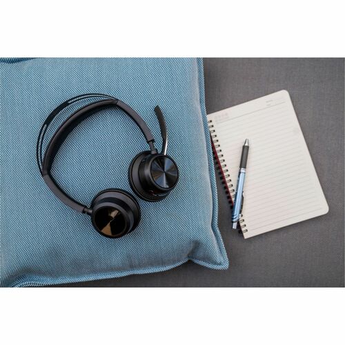 Poly Voyager Focus 2 Kabel/Kabellos Kopfbügel Stereo Headset - Schwarz - Google Assistant, Siri - Binaural - Ohraufliegend