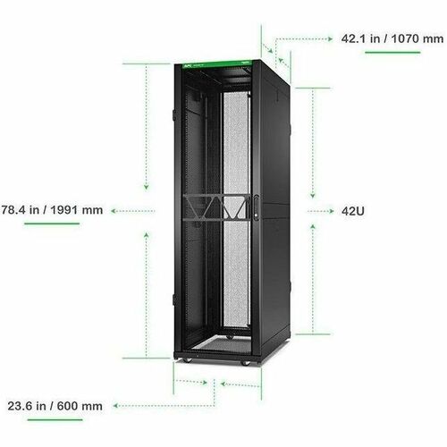 APC NetShelter SX 42U Enclosed Cabinet Rack Cabinet for Server, Networking, IT Equipment - 482.60 mm Rack Width - Black - 
