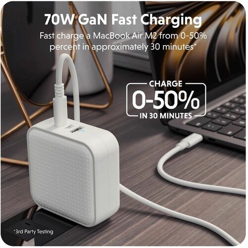 HyperJuice HJ1003WHWWGL AC Adapter - Universal Adapter - 1 USB - 2 USB Type-C - For Notebook, Smartphone, Tablet PC, Headp
