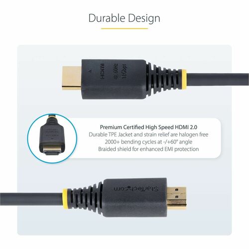 StarTech.com 1.6ft (50cm) Premium Certified High Speed HDMI Cable, 4K 60Hz/1440p 144Hz, 18Gbps, UHD HDMI 2.0 Cord, TPE Jac