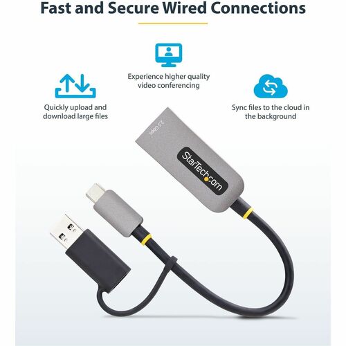 StarTech.com 2.5Gigabit Ethernet Adapter for Notebook, Desktop Computer, Tablet - 2.5GBase-T - Desktop - Space Gray - USB 