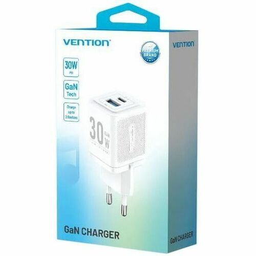 Vention FEQ 30 W AC Adapter - Box - Universal Adapter - 1 USB - 1 USB Type-C - For iPhone, Switch - Europe - 120 V AC, 230