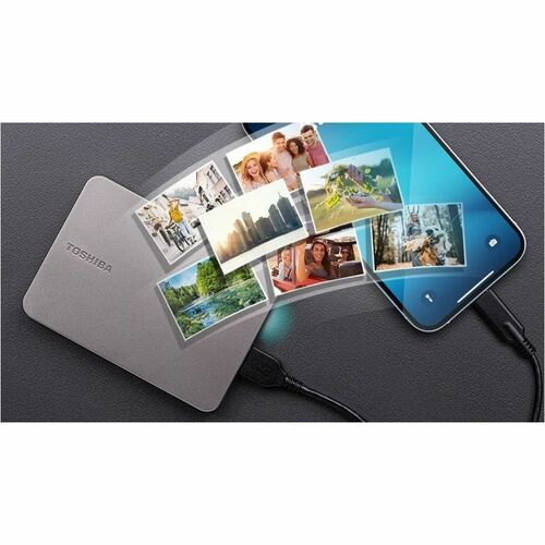 Toshiba Canvio Flex Tragbar Festplatte - 2,5" Extern - 1 TB - Silber - Smartphone, Tablet, Desktop-PC Unterstütztes Gerät 