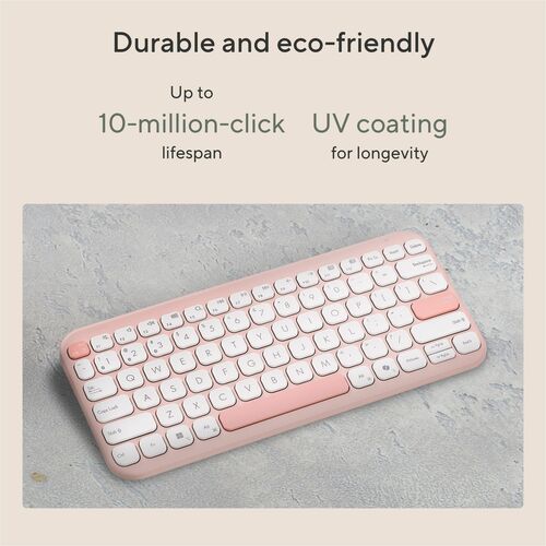 Asus Marshmallow KW100-RC-CP Keyboard - Compact - Wireless Connectivity - Rose Clay - Scissors Keyswitch - Bluetooth - 5 -
