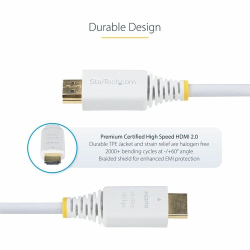 StarTech.com 10ft (3m) Premium Certified High Speed HDMI Cable, 4K 60Hz/1440p 144Hz, 18Gbps, UHD HDMI 2.0 Cord, TPE Jacket