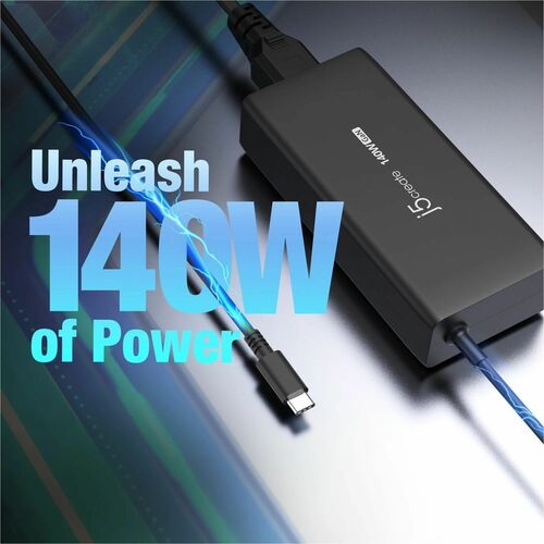 j5create JUP17140-EN 140 W Charger Adapter - Universal Adapter - 1 USB Type-C - For Notebook, Tablet, USB Type C Device, P