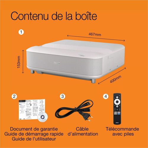 Epson Lifestudio Grand EH-LS670W Ultra Short Throw 3LCD Projector - 16:9 - Desktop, Tabletop - Diamond White - High Dynami
