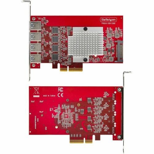 StarTech.com Carte PCIe USB-A 4 Ports 10 Gbps, 4 Contrôleurs USB 3.2 Indépendants, Carte d'Extension PCI Express 3.0, Conf