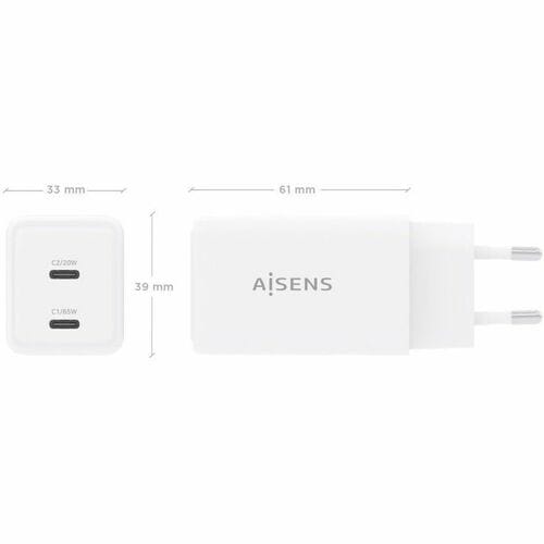 CARGADOR GAN 65W 2XUSB-C PD3.0 QC4.0 BLANCO