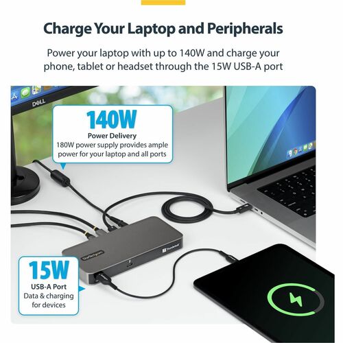 StarTech.com Hub Thunderbolt™ 5 a 4 Porte con KVM Thunderbolt™ Share, 80/120Gbps, Multi-Monitor 8K, PD 140W, USB-A 10Gbps,