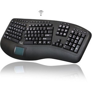 Adesso 2.4GHz Wireless Ergonomic Touchpad Keyboard - Wireless Connectivity - RF - 30 ft - 2.40 GHz - USB Interface - 105 K