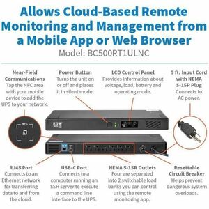Tripp Lite series BC500RT1ULNC 500VA Rack/Tower UPS - 1U Rack/Tower - 8 Hour Recharge - 3 Minute Stand-by - 120 V AC Input